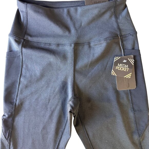 BSP High-Waist Capri Leggings W/Media Pocket Black Small Polyester/Spandex New - Picture 6 of 12